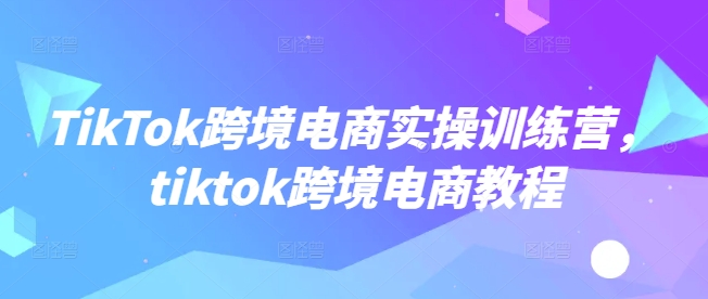 TikTok跨境电商实操训练营，tiktok跨境电商教程-掘金啦网创