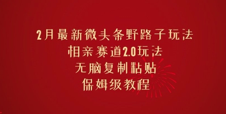 2月最新微头条野路子玩法，相亲赛道2.0玩法，无脑复制粘贴，保姆级教程-掘金啦网创