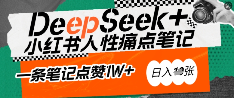 AI赋能小红书爆款秘籍：用DeepSeek轻松抓人性痛点，小白也能写出点赞破万的吸金笔记，日入多张-掘金啦网创