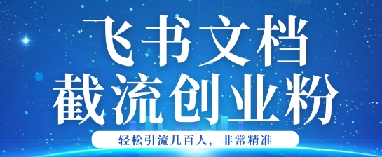 利用飞书文档截流创业粉轻松引流200+-掘金啦网创