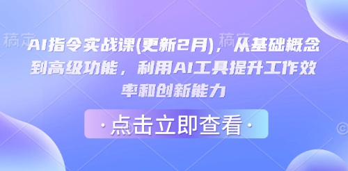 AI指令实战课(更新2月)，从基础概念到高级功能，利用AI工具提升工作效率和创新能力-掘金啦网创