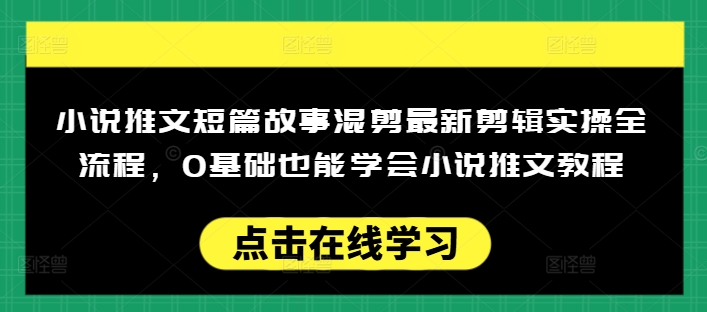 小说推文短篇故事混剪最新剪辑实操全流程，0基础也能学会小说推文教程，肯干多发日入多张-掘金啦网创