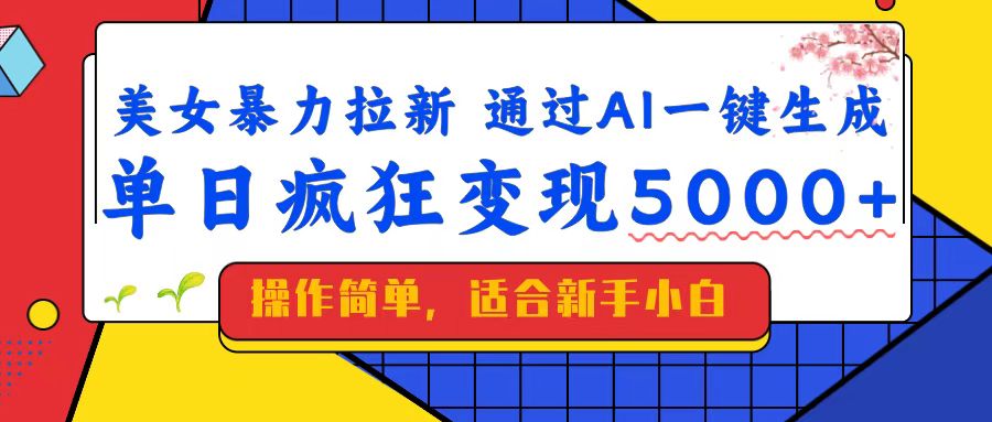 （14347期）美女暴力拉新，通过AI一键生成，单日疯狂变现5000+，纯小白一学就会！-掘金啦网创