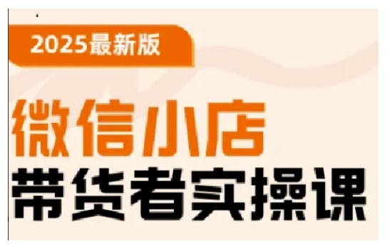 2025最新版微信小店带货者实操课，基础操作到高级运营技巧，快速上手-掘金啦网创
