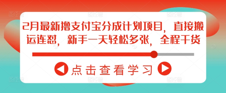 2月最新撸支付宝分成计划项目，直接搬运连怼，新手一天轻松多张，全程干货-掘金啦网创